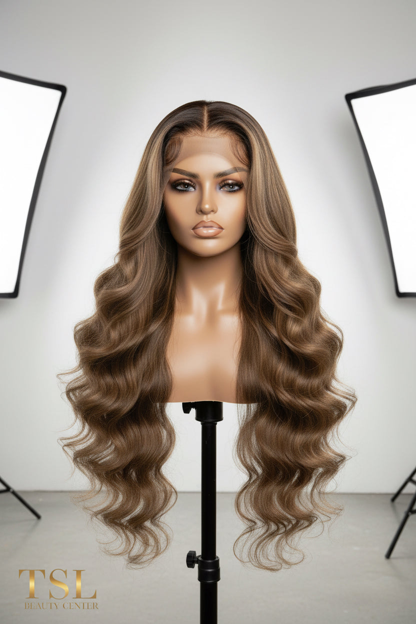 Full Frontal 180 Density Honey Blonde body wave Human Hair Wig