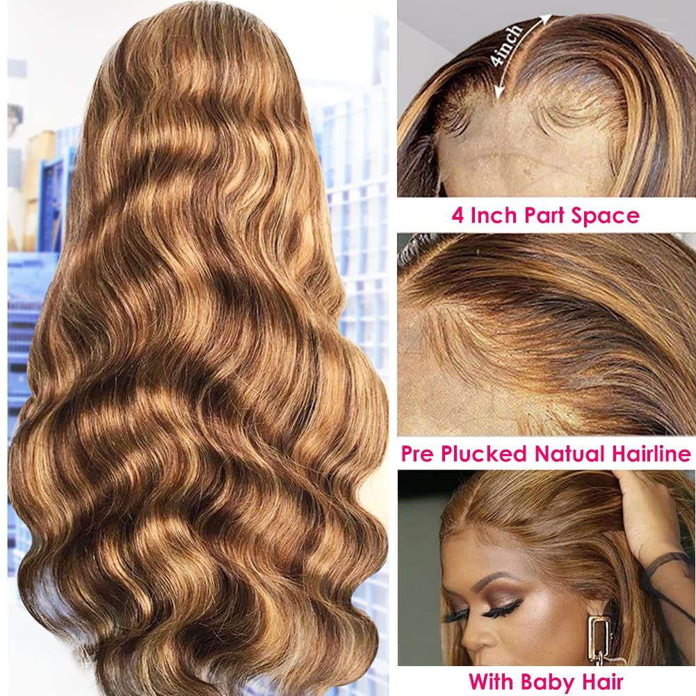 Full Frontal 180 Density Honey Blonde body wave Human Hair Wig