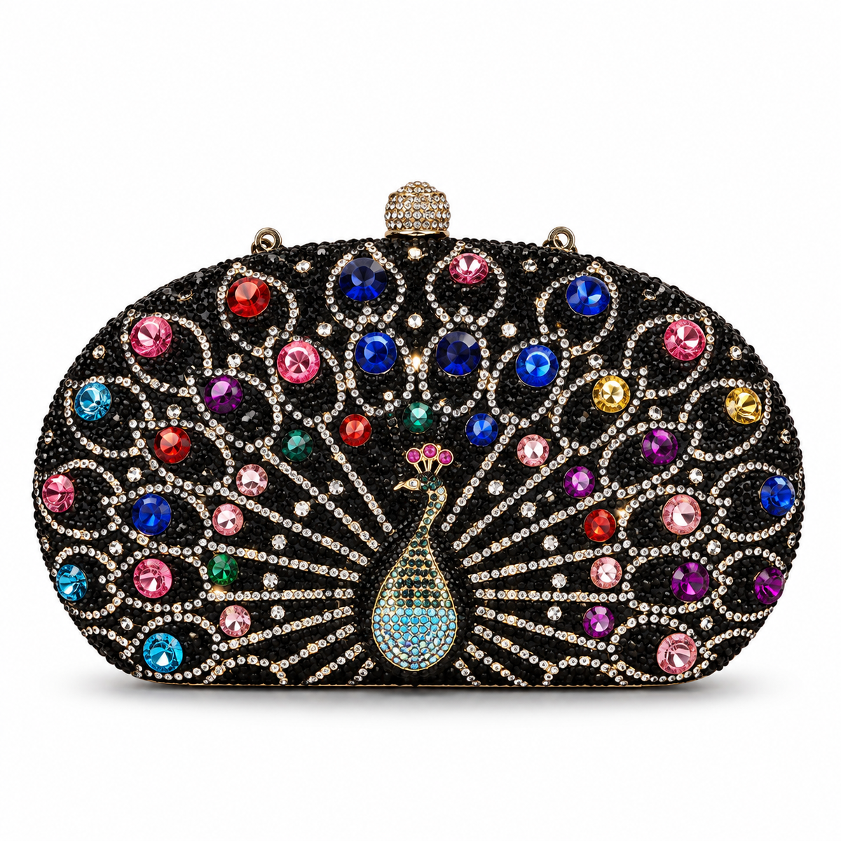 TSL Black Peacock Jeweled Evening Clutch