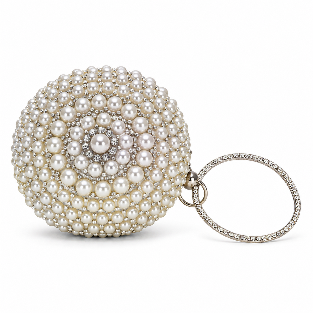 TSL Silver Crystal Ball Clutch