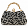 TSL Black and Silver Floral Evening Handbag